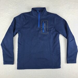 Under Armour Sweater Mens Small Blue Navy‎ Fleece Loose Performance Tech Golf